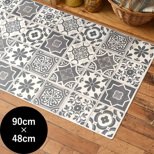 オリジナルキッチンマット 「Sheete me ! (シーテミー)」 90cm×48cm ランダムタイル グレー