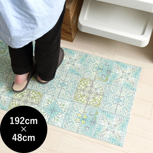 オリジナルキッチンマット 「Sheete me ! (シーテミー)」 192cm×48cm Louise Body ルイス・ボディ Patchwork Jade