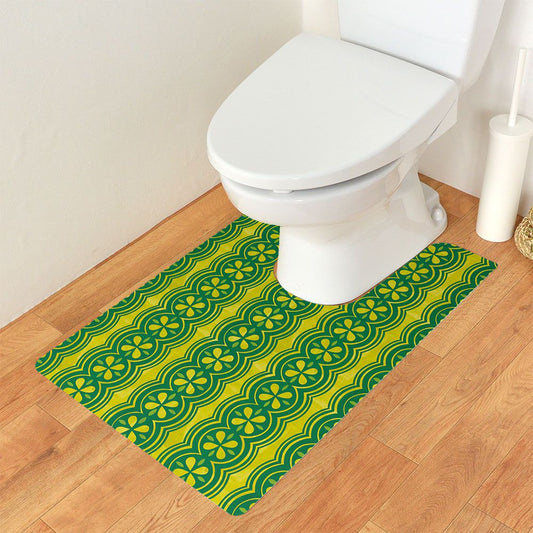 拭ける トイレマット Sheete me! シーテミー ロングタイプ 60cm×90cm 復刻ヴィンテージ E柄 グリーン×イエロー