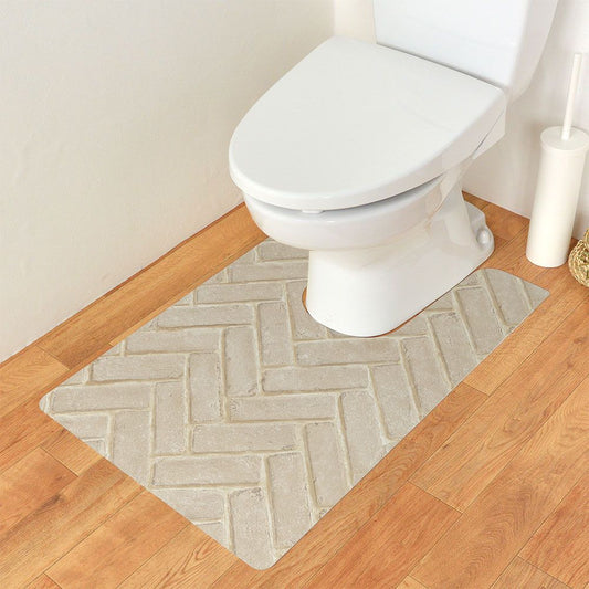 拭ける トイレマット Sheete me! シーテミー ロングタイプ 60cm×90cm ヘリンボーンブリック ベージュ