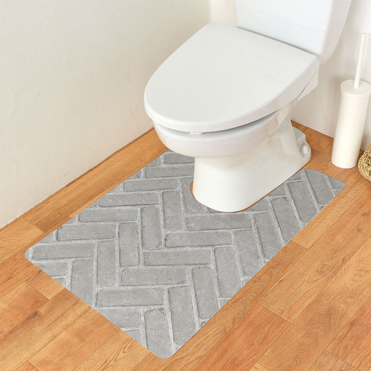 拭ける トイレマット Sheete me! シーテミー ロングタイプ 60cm×90cm ヘリンボーンブリック グレー