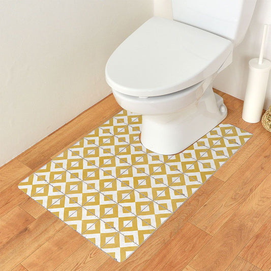 拭ける トイレマット Sheete me! シーテミー ロングタイプ 60cm×90cm レトロタイル テトラ/イエロー