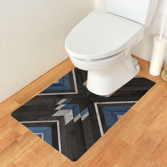 拭ける トイレマット Sheete me! シーテミー ロングタイプ 60cm×90cm トライバルパーケット ブルー