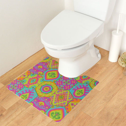 拭ける トイレマット Sheete me! シーテミー スクエアタイプ 60cm×55cm BOHO B1 グリーンピンク