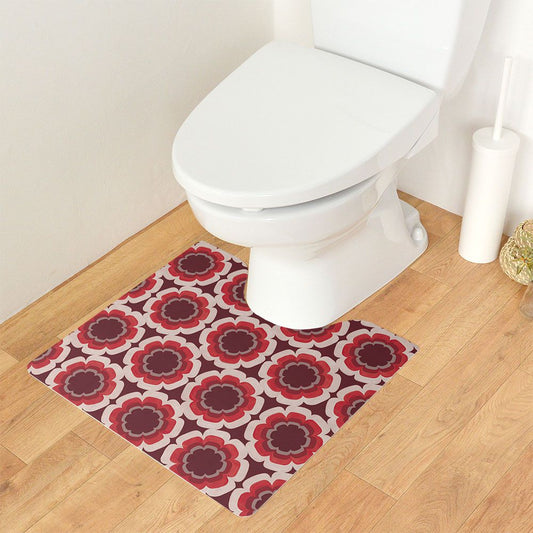 拭ける トイレマット Sheete me! シーテミー スクエアタイプ 60cm×55cm 復刻ヴィンテージ B柄 レッド×レッド