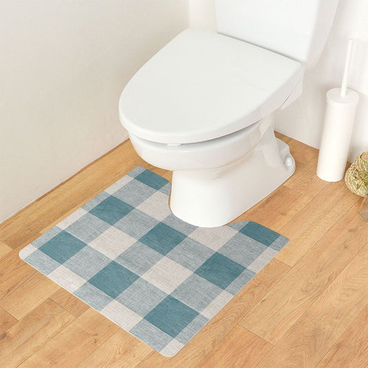 拭ける トイレマット Sheete me! シーテミー スクエアタイプ 60cm×55cm ギンガムチェック マリン