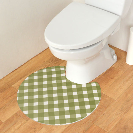 拭けるトイレマット 「Sheetan シータン」 サークル チェック08 オリーブ 60cm×55cm