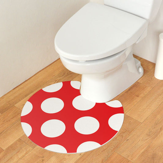 拭けるトイレマット 「Sheetan シータン」 サークル ドット04 レッド×ホワイト 60cm×55cm