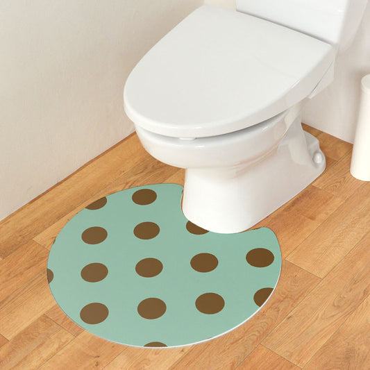 拭けるトイレマット 「Sheetan シータン」 サークル ドット11 ミント×ブラウン 60cm×55cm