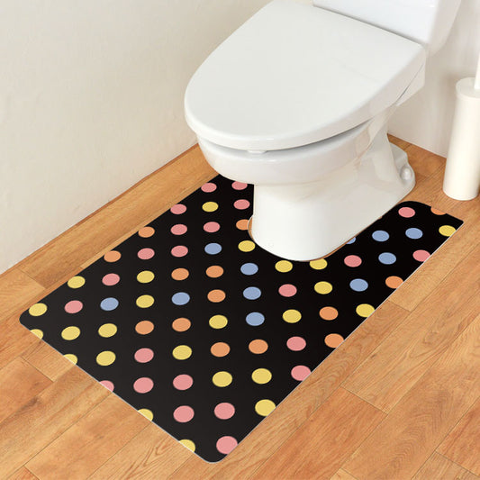 拭けるトイレマット 「Sheetan シータン」 ロング ドット08 ブラック×パステル 60cm×90cm