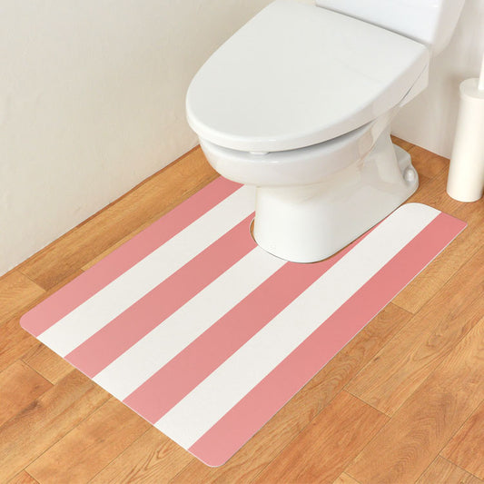 拭けるトイレマット 「Sheetan シータン」 ロング ストライプ03 ピンク×ホワイト 60cm×90cm