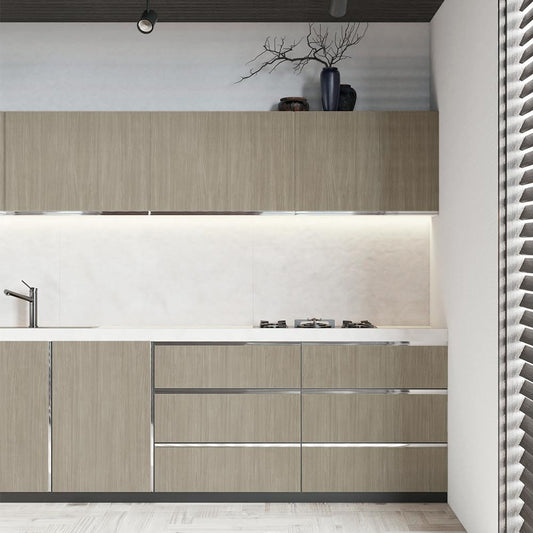 貼ってはがせる シール壁紙 「Hatte me! (ハッテミー)」 リメイクシート ウッド 柾目 (65cm×2.6mサイズ) MMGG-03 / グレージュ / Medium