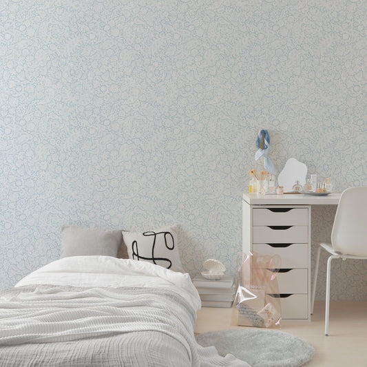 はがせる壁紙 のりなしタイプ Mon Sucrier ダマスク・レース アンティークレース (49cm×3mサイズ) NMS-AC02 フロスト