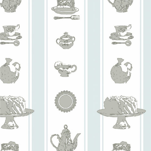 【サンプル】はがせる壁紙 のりなしタイプ Mon Sucrier メルヘンパターン アリスストライプ NMS-AS01 白うさぎ