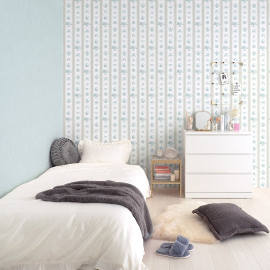 はがせる壁紙 のりなしタイプ Mon Sucrier メルヘンパターン アリスストライプ (49cm×2.5mサイズ) NMS-AS02 帽子屋