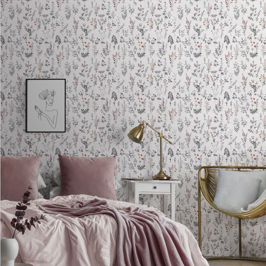はがせる壁紙 のりなしタイプ Mon Sucrier 花柄 カントリーガーデン (49cm×3mサイズ) NMS-CG01 ブランチ