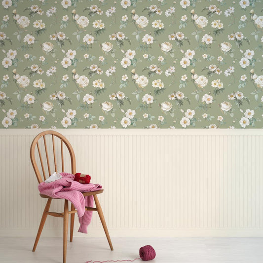 はがせる壁紙 のりなしタイプ パネリングカントリー (49cm×3mサイズ) NMS-CTP01 アールグレイ×はちみつ