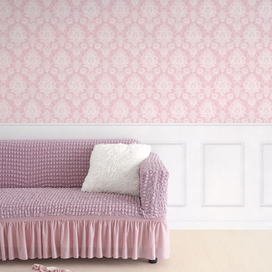 はがせる壁紙 のりなしタイプ パネリングゴージャス (49cm×2.5mサイズ) NMS-GGP01 ピンク×ホワイトスクエア