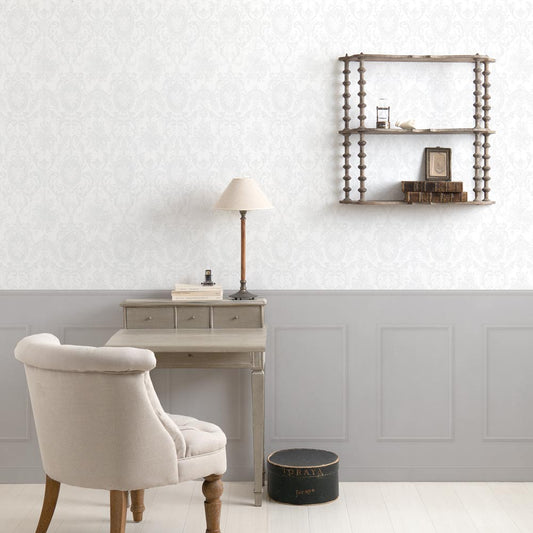 はがせる壁紙 のりなしタイプ パネリングゴージャス (49cm×2.5mサイズ) NMS-GGP04 オパール×グレースクエア