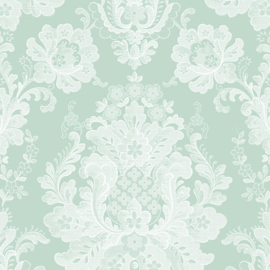 【サンプル】はがせる壁紙 のりなしタイプ Mon Sucrier ダマスク・レース マダムポンパドール NMS-MP01 エメラルド