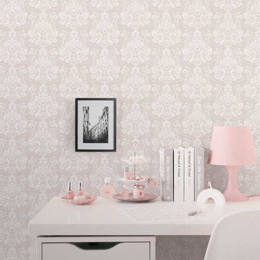 はがせる壁紙 のりなしタイプ Mon Sucrier ダマスク・レース プティマリア (49cm×2.5mサイズ) NMS-PM01 ラパン