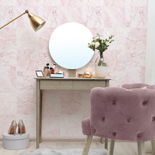 はがせる壁紙 のりなしタイプ Mon Sucrier マテリアルパターン (49cm×2.5mサイズ) NMS-RM01 ローザマーブル