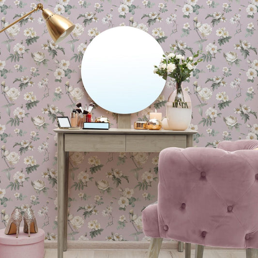 はがせる壁紙 のりなしタイプ Mon Sucrier 花柄 シークレットガーデン (49cm×3mサイズ) NMS-SG01 フレジエ