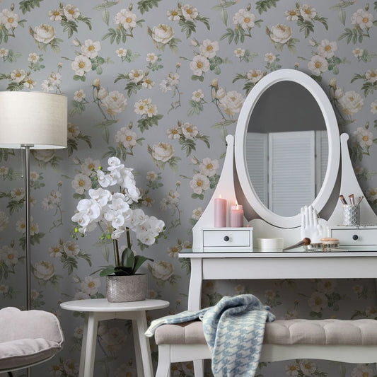 はがせる壁紙 のりなしタイプ Mon Sucrier 花柄 シークレットガーデン (49cm×2.5mサイズ) NMS-SG02 ルフナ