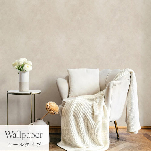 はがせる壁紙 シールタイプ Mon Sucrier マテリアルパターン カラーモルタル (49cm×2.5mサイズ) TMS-MT02 グレージュ