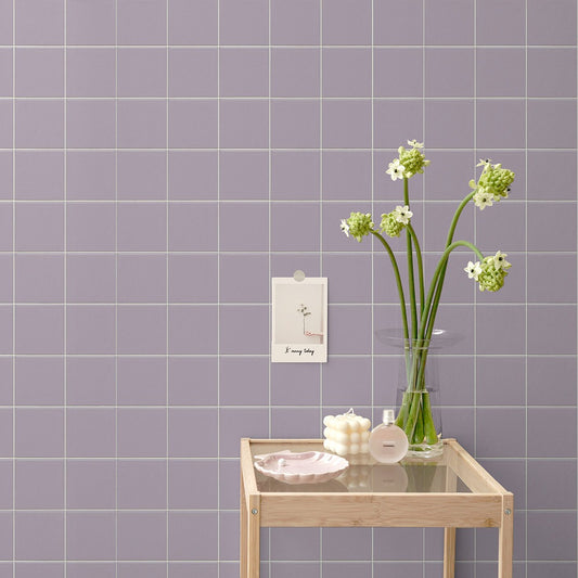 はがせる壁紙 のりなしタイプ Mon Sucrier マテリアルパターン スクエアタイル (49cm×3mサイズ) NMS-ST02 ライラック