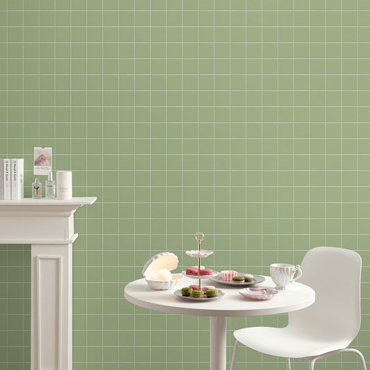 はがせる壁紙 のりなしタイプ Mon Sucrier マテリアルパターン スクエアタイル (49cm×3mサイズ) NMS-ST03 ピスタチオ