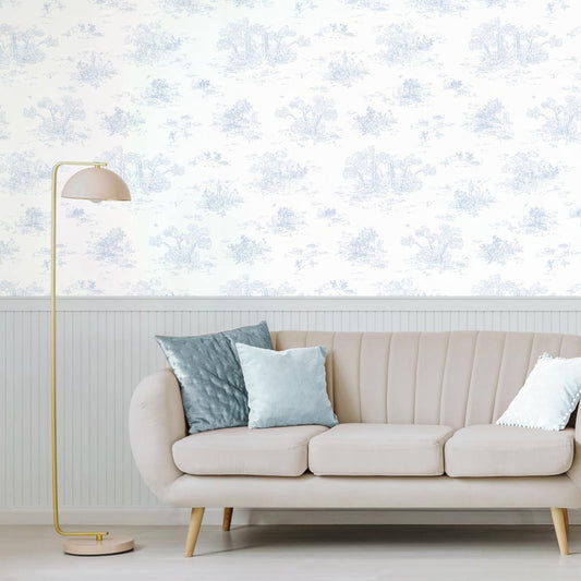 はがせる壁紙 のりなしタイプ パネリングトワル (49cm×3mサイズ) NMS-TGP01 スカイ×湖