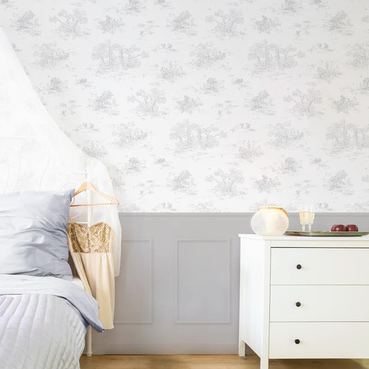 はがせる壁紙 のりなしタイプ パネリングトワル (49cm×2.5mサイズ) NMS-TGP03 ミスト×グレースクエア