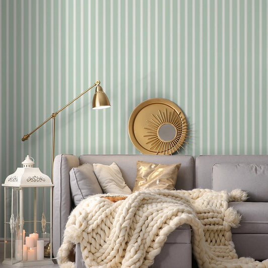 はがせる壁紙 のりなしタイプ Mon Sucrier メルヘンパターン トラッドストライプ (49cm×2.5mサイズ) NMS-TS02 チルチル