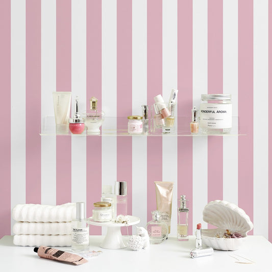 はがせる壁紙 のりなしタイプ Mon Sucrier ワイドストライプ (49cm×2.5mサイズ) NMS-WS02 ババロア