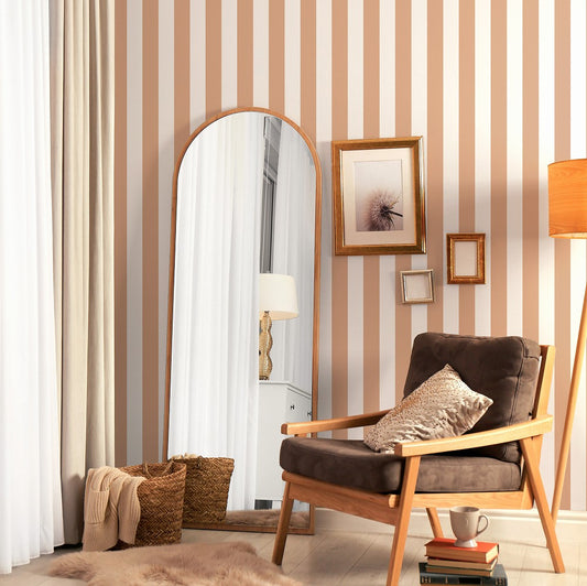 はがせる壁紙 のりなしタイプ Mon Sucrier ワイドストライプ (49cm×2.5mサイズ) NMS-WS04 フィナンシェ