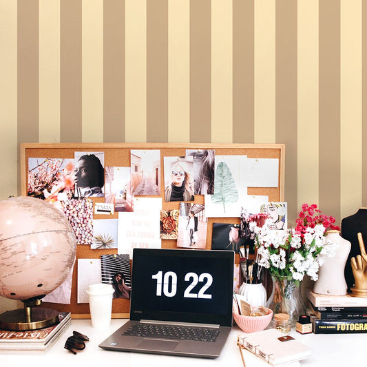 はがせる壁紙 のりなしタイプ Mon Sucrier ワイドストライプ (49cm×3mサイズ) NMS-WS05 カラメル