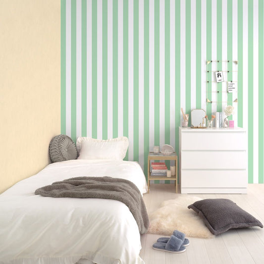 はがせる壁紙 のりなしタイプ Mon Sucrier ワイドストライプ (49cm×2.5mサイズ) NMS-WS08 ペパーミント