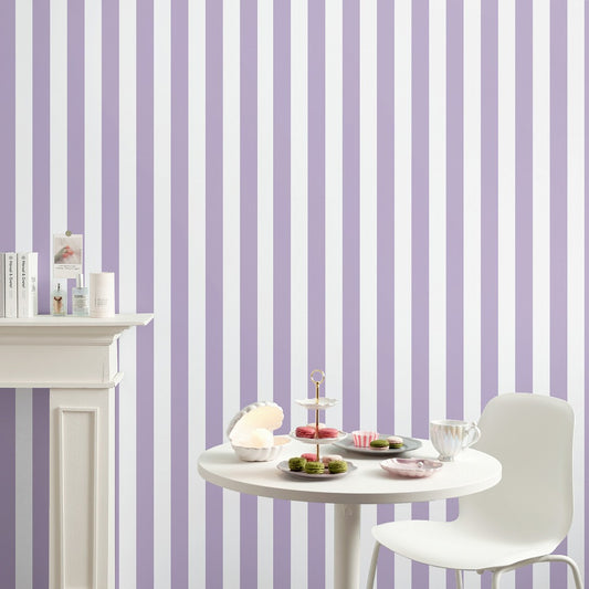 はがせる壁紙 のりなしタイプ Mon Sucrier ワイドストライプ (49cm×3mサイズ) NMS-WS09 カシス