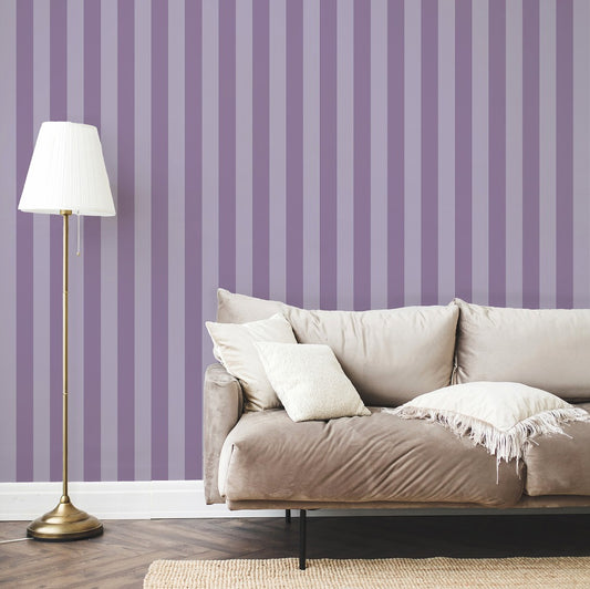 はがせる壁紙 のりなしタイプ Mon Sucrier ワイドストライプ (49cm×2.5mサイズ) NMS-WS10 ブラックベリー