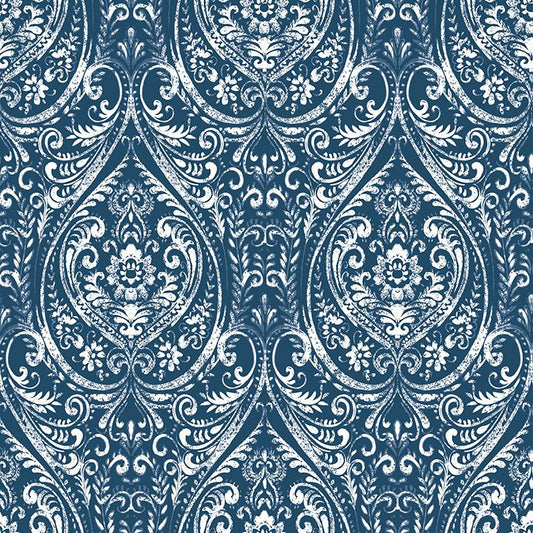 【サンプル】はがせる 壁紙 シール 「NU WALLPAPER」 Bohemian Damask Indigo Peel and Stick WALLPAPER / NU1689
