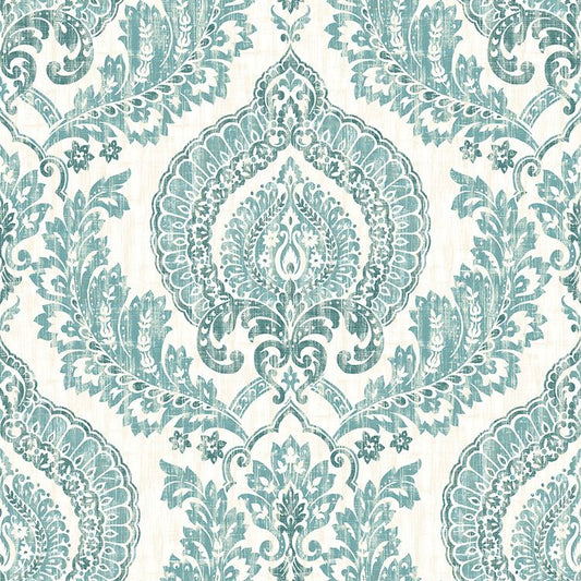 【サンプル】はがせる 壁紙 シール 「NU WALLPAPER」 Kensington Damask Blue Peel and Stick WALLPAPER / NU1702