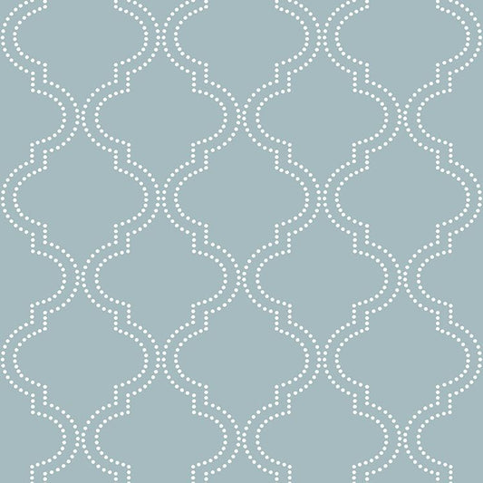 【サンプル】はがせる 壁紙 シール 「NU WALLPAPER」 Slate Blue Quatrefoil Peel And Stick WALLPAPER / NU1826