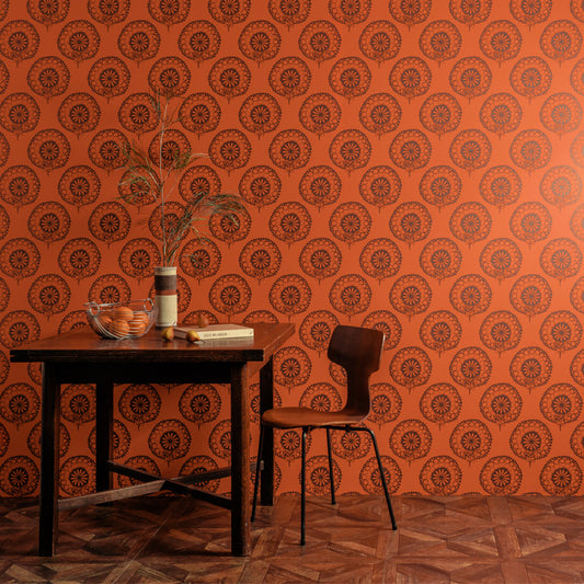 輸入壁紙 Texdecor CASAMANCE / テックスデコ オレンジ ダマスク / HER-ORANGE / 200408