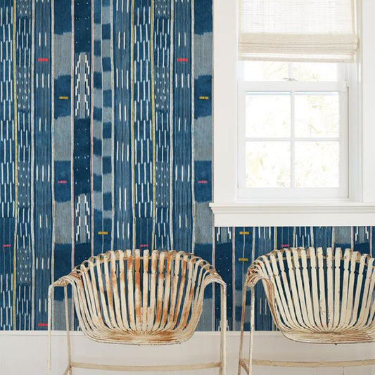 はがせる 壁紙 シール wallshoppe (ウォールショップ) / Madison Stripe Large-Blue