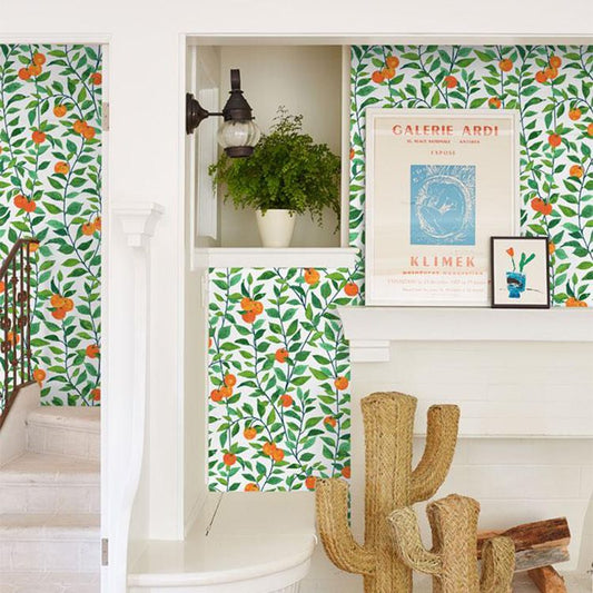 はがせる 壁紙 シール wallshoppe (ウォールショップ) / Orange Crush-White