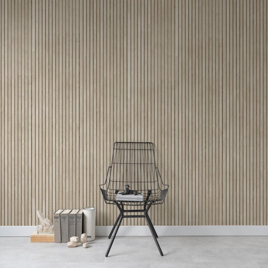 はがせる壁紙 のりなしタイプ Room No.0 モノトーンリブウッド (49cm×3mサイズ) NRN-MR01 スモークウッド