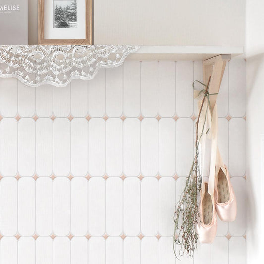 貼ってはがせる シール壁紙 「Hatte me! (ハッテミー)」 リメイクシート ラウンドタイル (65cm×1mサイズ) ROTI-11 / ホワイト×ダークコーラル