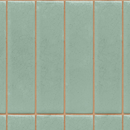 【サンプル】はがせる壁紙 のりなしタイプ レトロトレ レトロビンテージタイル NRT-BT05 ビルヂングタイル / セラドン