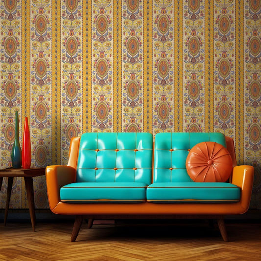 はがせる壁紙 のりなしタイプ レトロトレ リバイバルウォールペーパー (49cm×3mサイズ) NRT-RV07 シャングリラ